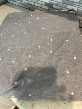 cupcakes & cashmere Light Gray/ almost blue denim look Pom-Trim duvet cover